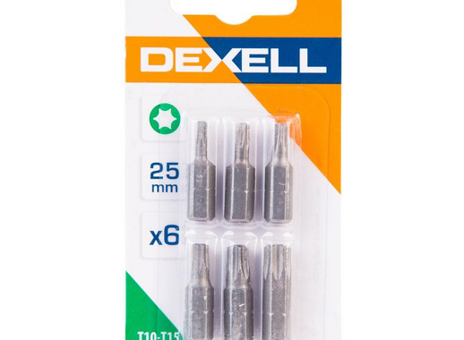 Наборы бит Dexell, Torx, 25 мм, 6 шт.