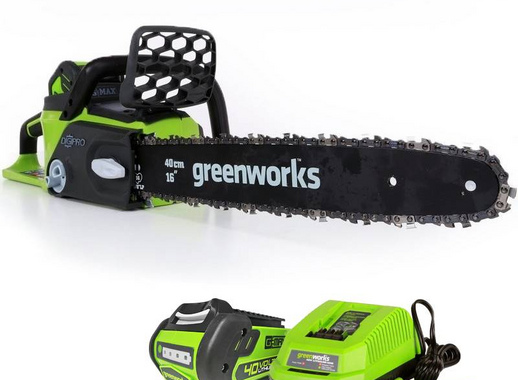 Пила цепная аккумуляторная GreenWorks, 40 В, шина 40 см