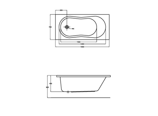 Ванна акриловая прямоугольная CERSANIT NIKE 150x70 см