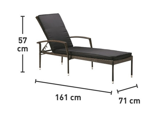 Шезлонг Davenport искусственный ротанг 161x57 см