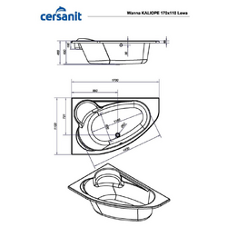 Ванна акриловая асимметричная Kaliope 170x110 см левая