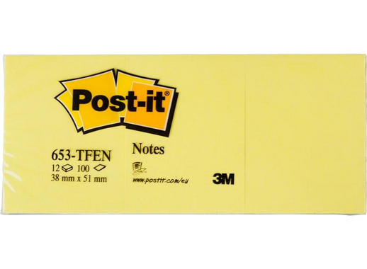 Стикеры Post-it Original 38x51 мм неоновые 4 цвета (12 блоков по 100 листов)