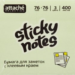 Стикеры Attache Selection Радуга 76х76 мм пастельные и неоновые 3 цвета (1 блок, 400 листов)