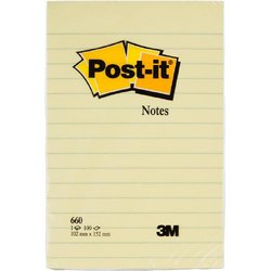 Стикеры Post-it Original 102x152 мм пастельные желтые в линейку (1 блок, 100 листов)