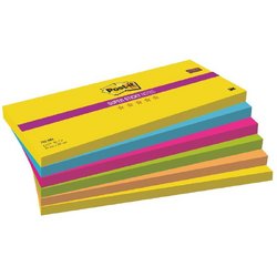 Карты модерационные самоклеющиеся Post-it Super Sticky 762-MIX неоновые 76x205 мм неоновые 5 цветов (6 блоков по 90 листов)