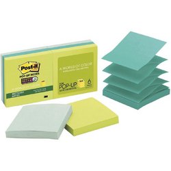 Стикеры Z-сложения Post-it Super Sticky 76х76 мм неоновые 3 цвета для диспенсера (6 блоков по 90 листов)