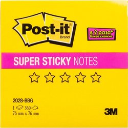 Стикеры Post-it Super Sticky Бабл гам 76x76 мм неоновые 3 цвета (1 блок, 360 листов)