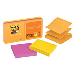 Стикеры Z-сложения Post-it Super Sticky 76х76 мм неоновые 2 цвета для диспенсера (6 блоков по 90 листов)