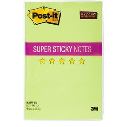 Стикеры Post-it Super Sticky 150х228 мм неоновые зеленые (1 блок, 90 листов)