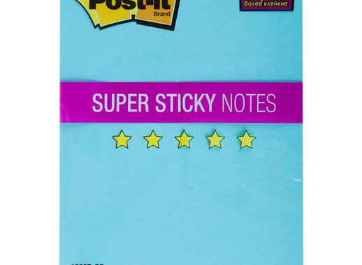 Стикеры Post-it Super Sticky 150х228 мм неоновые синие (1 блок, 90 листов)