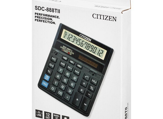 Калькулятор настольный полноразмерный Citizen SDC-888TII 12-разрядный черный