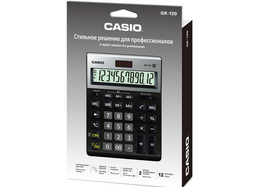 Калькулятор настольный полноразмерный Casio GR-120-W-EP 12-разрядный черный