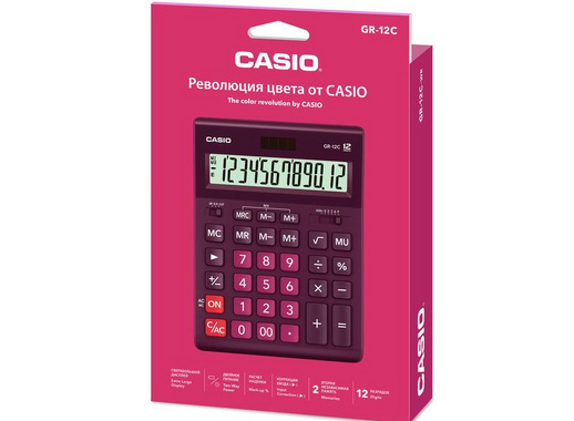 Калькулятор настольный полноразмерный Casio GR-12C-WR 12-разрядный бордовый