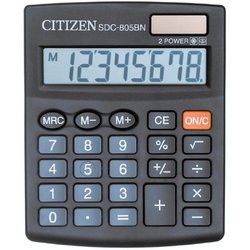 Калькулятор настольный компактный Citizen SDC805BN 8-разрядный черный