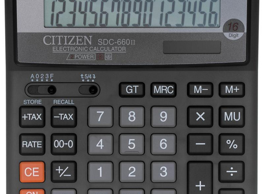 Калькулятор настольный полноразмерный Citizen SDC-660 II 16-разрядный черный