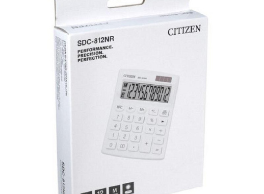 Калькулятор настольный компактный Citizen SDC812NRWHE 12-разрядный белый