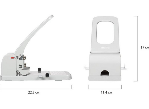 Дырокол мощный 100 листов Attache Economy серый с линейкой