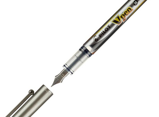 Ручка перьевая одноразовая Pilot SVP-4M V-Pen цвет чернил синий цвет корпуса серый