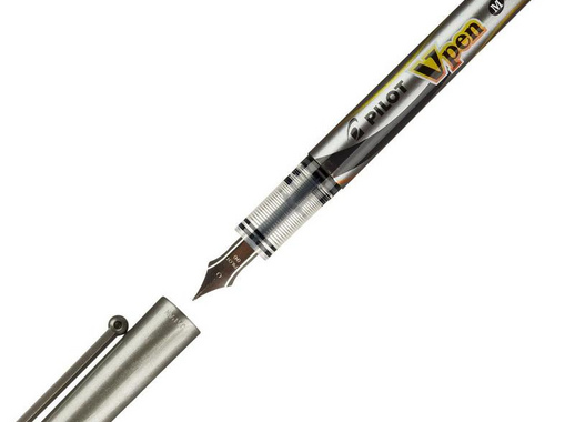 Ручка перьевая одноразовая Pilot SVP-4M V-Pen цвет чернил черный цвет корпуса серый