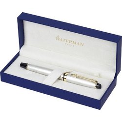 Ручка перьевая Waterman Expert цвет чернил синий цвет корпуса серебристый с позолотой (артикул производителя S0951940)