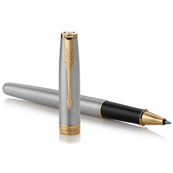 Роллер Parker Sonnet Stainless Steel GT цвет чернил черный цвет корпуса серебристый (артикул производителя 1931506)