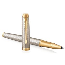 Роллер Parker IM Premium Shiny Warm Grey GT цвет чернил черный цвет корпуса серебристый (артикул производителя 1931686)