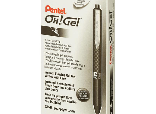 Ручка гелевая автоматическая Pentel OhGel черная (толщина линии 0.35 мм)