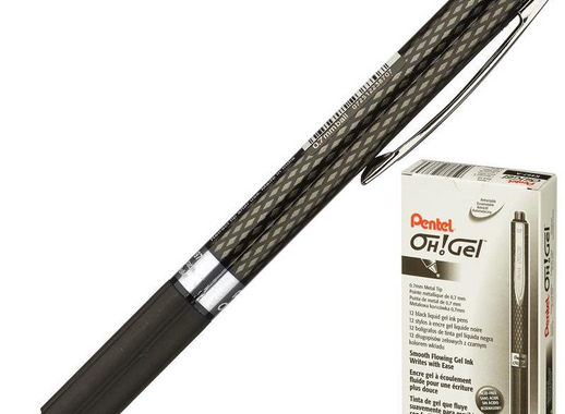 Ручка гелевая автоматическая Pentel OhGel черная (толщина линии 0.35 мм)