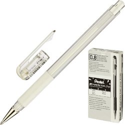 Ручка гелевая одноразовая Pentel Hybrid gel Grip белая (толщина линии 0.4 мм)