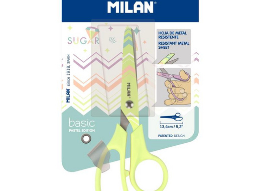 Ножницы детские Milan Basic Pastel Edition желтые (134 мм, с эргономичными ручками)