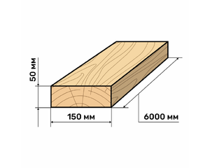 Доска обрезная 50х150х6000  ГОСТ (1 сорт) ест. влажности не строганная.