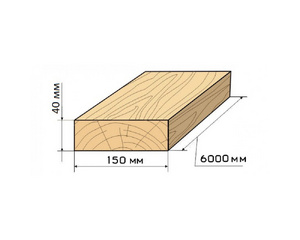 Доска обрезная 40х150х6000 ГОСТ (1 сорт) ест. влажности, не строганная.