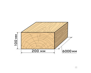 Брус обрезной 100х200х6000 ГОСТ (1 сорт) ест. влажности, не строганный