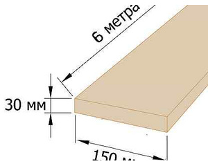 Доска обрезная 30х150х6000 ГОСТ (1 сорт)  ест. влажности, нестроганная.