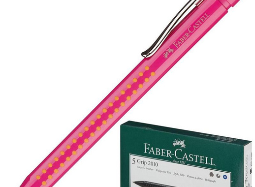 Ручка шариковая автоматическая Faber-Castell Grip розовая (толщина линии 0.7 мм)