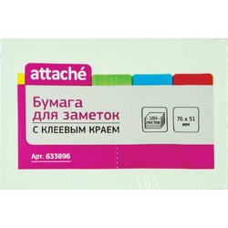 Стикеры Attache 76x51 мм пастельные салатовые (1 блок, 100 листов)