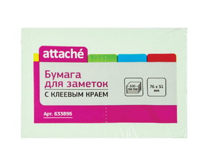 Стикеры Attache 76x51 мм пастельные салатовые (1 блок, 100 листов)