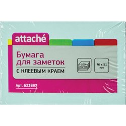 Стикеры Attache 76х51 мм пастельные голубые (1 блок, 100 листов)