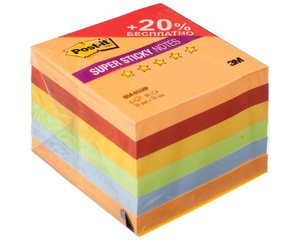 Стикеры Post-it Super Sticky Огонь 76x76 мм неоновые 5 цветов (6 блоков по 90 листов)