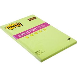 Стикеры Post-it Super Sticky 150х228 мм неоновые зеленые (1 блок, 90 листов)