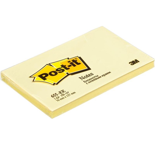 Стикеры Post-it Original 76x127 мм пастельные желтые (1 блок, 100 листов)