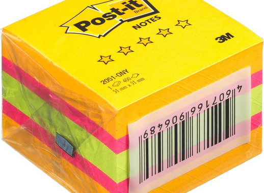 Стикеры Post-it Original Лето 51х51 мм неоновые 3 цвета (1 блок, 400 листов)