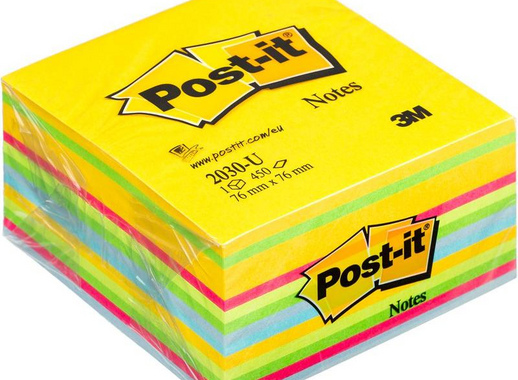 Стикеры Post-it Original 76х76 мм неоновые 6 цветов (1 блок, 450 листов)