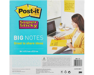 Стикеры Post-it Super Sticky BN11 279х279 мм неоновые желтые (1 блок, 30 листов)