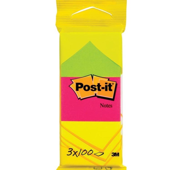 Стикеры Post-it Original 38x51 мм неоновые 3 цвета (3 блока по 100 листов)