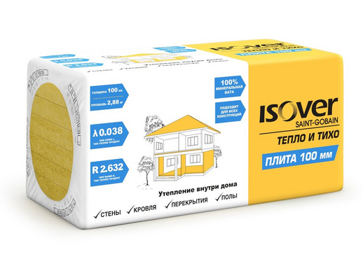 Изоляция Isover Плита 100 мм, 2.88 м2