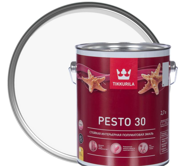 Эмаль Tikkurila Песто 30 цвет белый 2.7 л